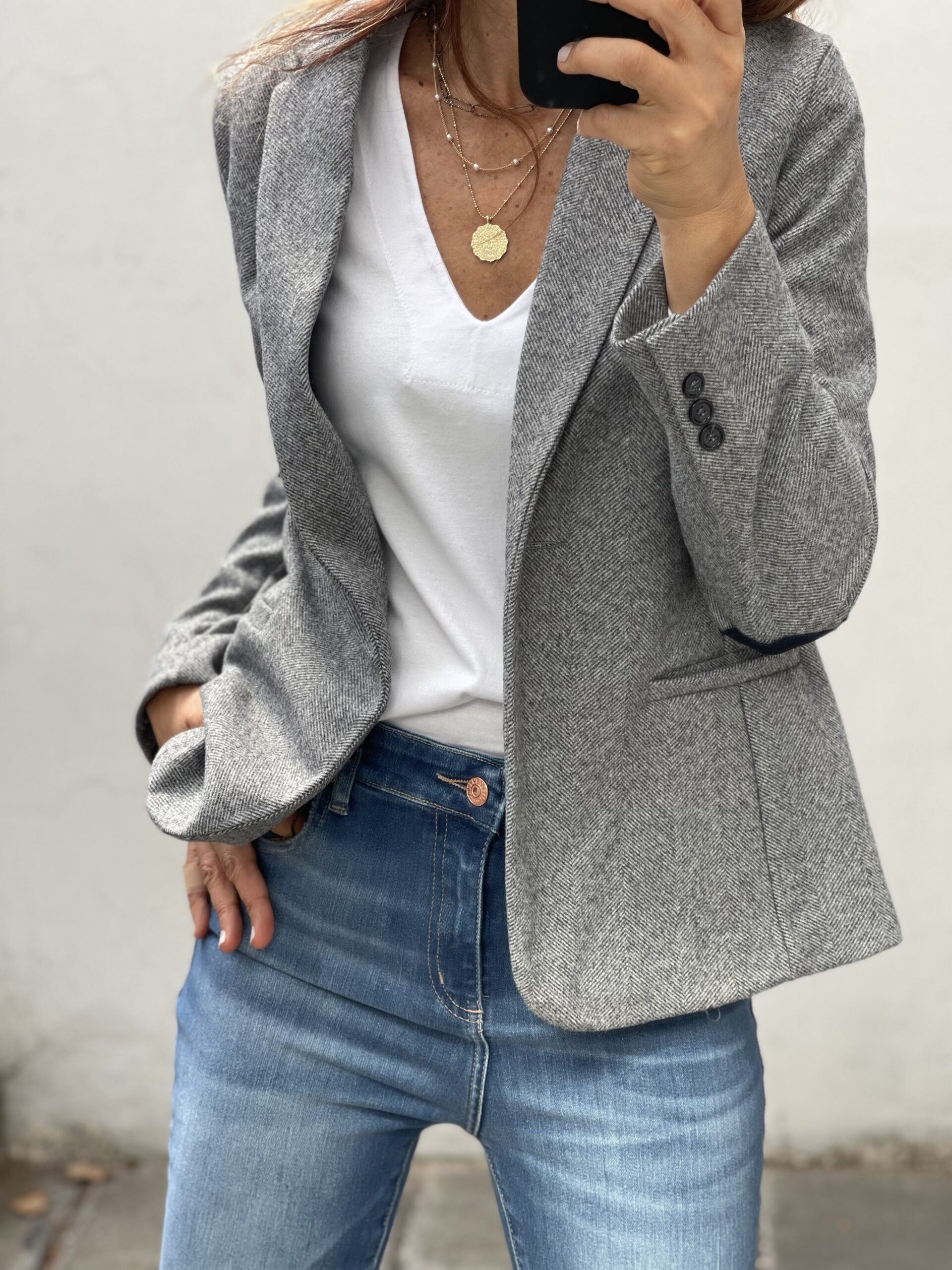 Blazer Pitucones en jacquard sastrero
