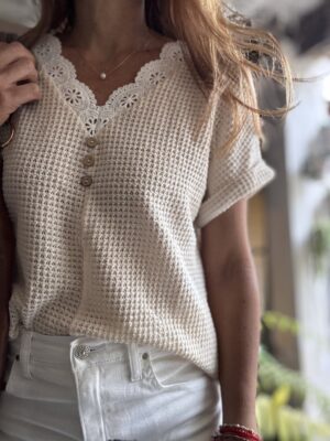 Remera waffle botones